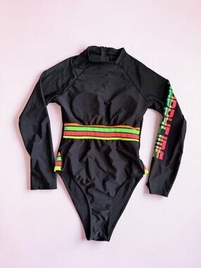 HAPPY TIME Women’s Black Rashguard Swimsuit Size Small